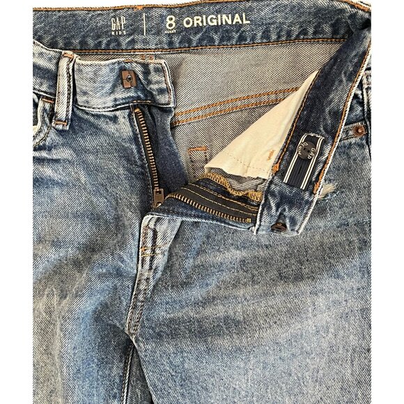 GAP Boys Rip & Repair Original Straight Jeans Size: Husky 8 Medium Wash NWOT - Picture 4 of 5